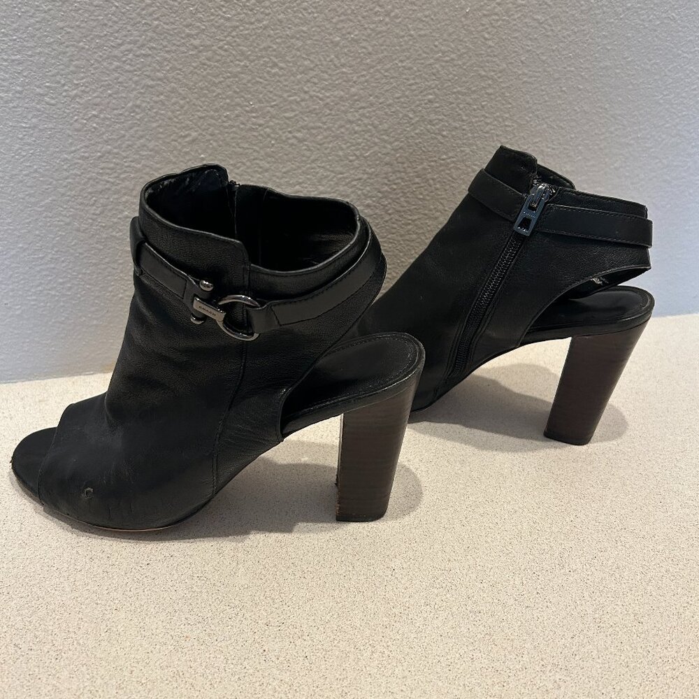Coach Lafayette open toe heeled bootie in Black (Size 9.5)